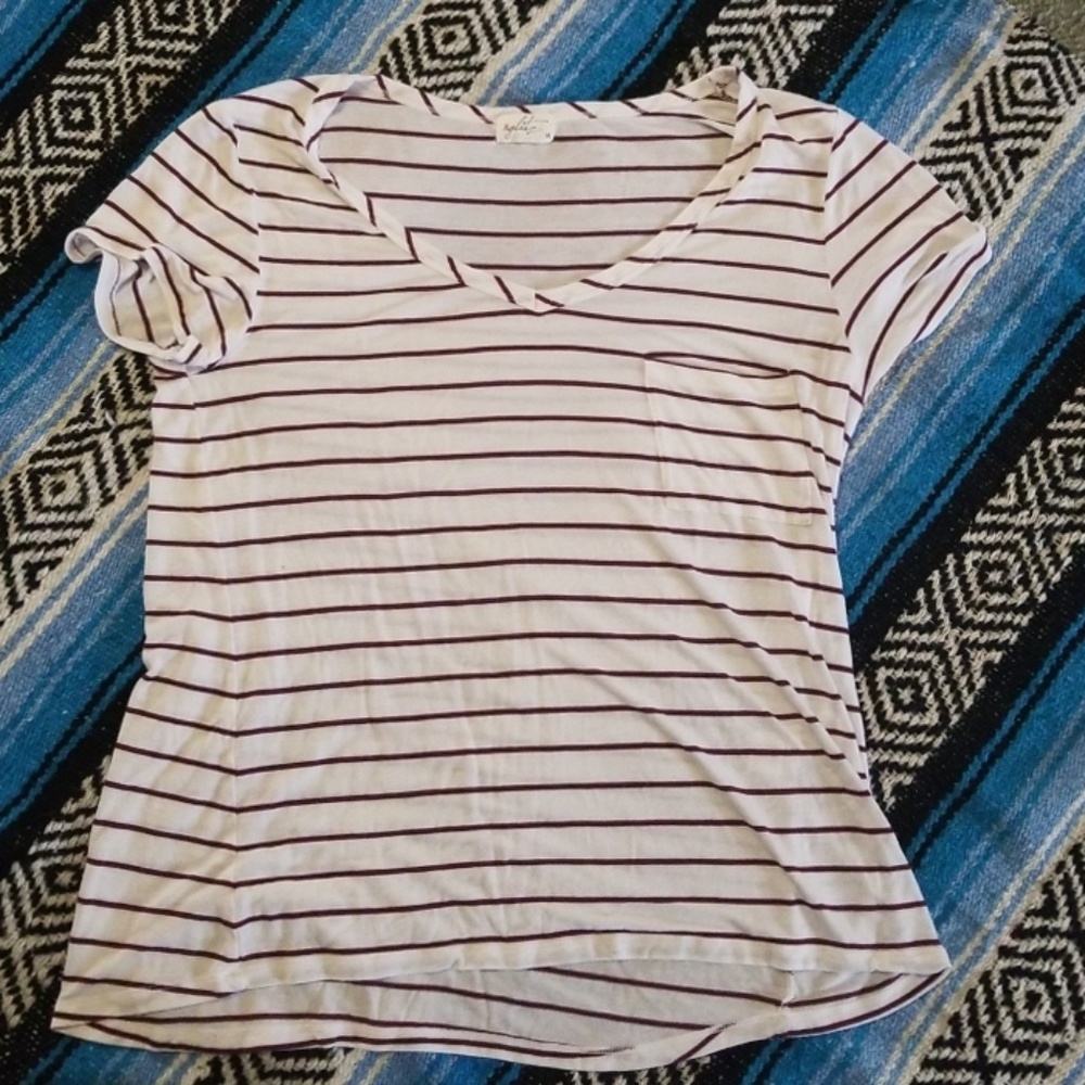 New Glitz maroon and white striped t-shirt